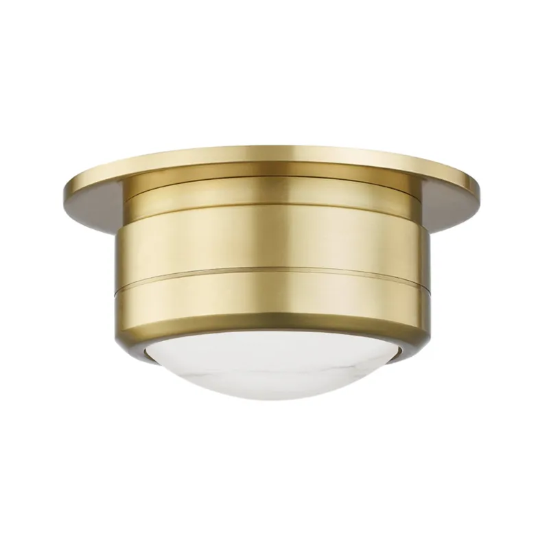 Greenport 1-Light Flush Mount in Aged Brass 7W x 3.5H