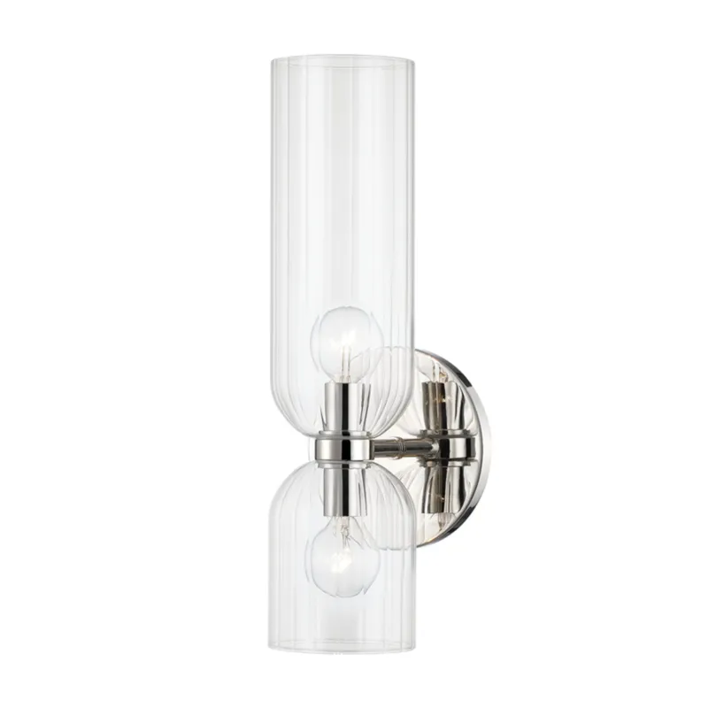 Sayville 2-Light Wall Sconce in Polished Nickel 5.5W x 15.5H
