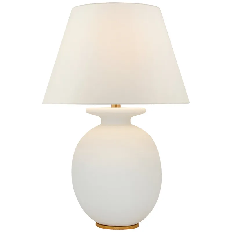 Christopher Spitzmiller Hans Medium Table Lamp in Sandy White with Linen Shade W20" x H29.75"