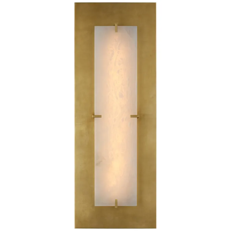 AERIN Dominica Large Rectangle Sconce in Gild and Alabaster Wall Light W10" x H27.5"