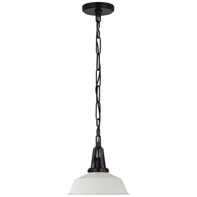 Chapman & Myers Layton 10" Pendant in Bronze with Matte White Shade Ceiling Light W10" x H9.5"
