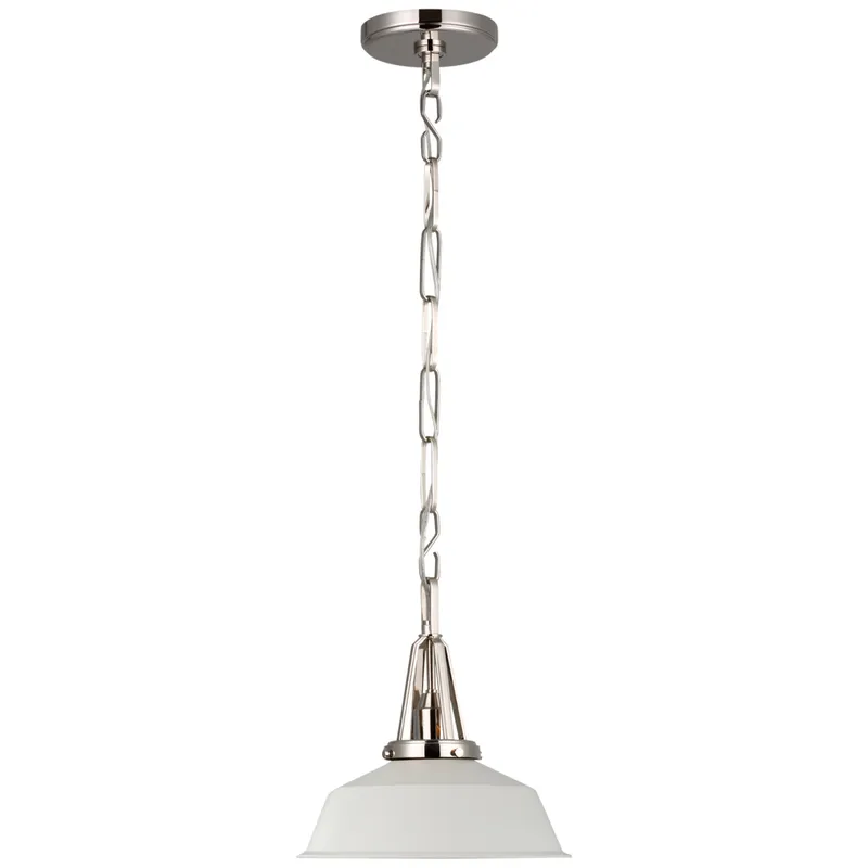 Chapman & Myers Layton 10" Pendant in Polished Nickel with Matte White Shade Ceiling Light W10" x H9.5"