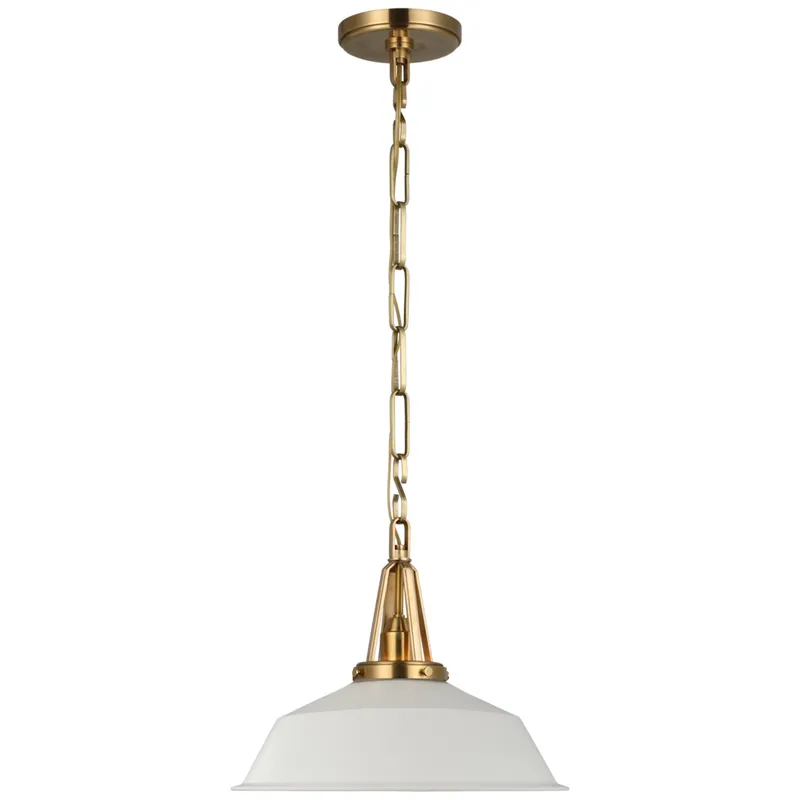 Chapman & Myers Layton 14" Pendant in Antique-Burnished Brass with Matte White shade Ceiling Light W14" x H11.5"