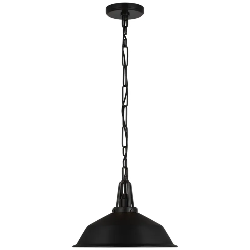 Chapman & Myers Layton 14" Pendant in Bronze with Matte Black Shade Ceiling Light W14" x H11.5"