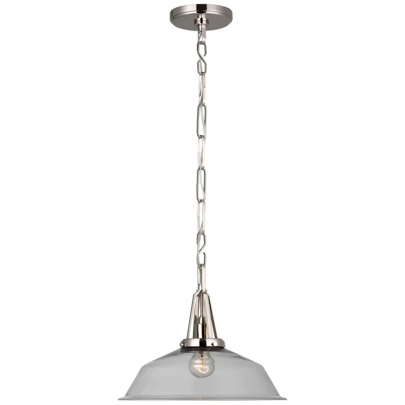 Chapman & Myers Layton 14" Pendant in Polished Nickel with Clear Glass Ceiling Light W14" x H11.5"