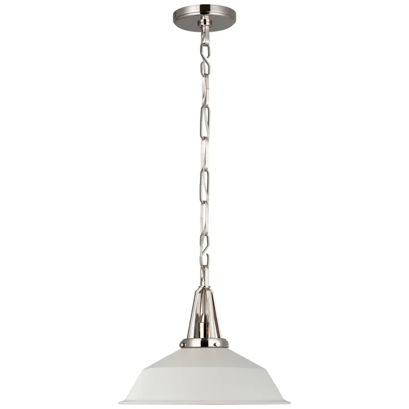 Chapman & Myers Layton 14" Pendant in Polished Nickel with Matte White Shade Ceiling Light W14" x H11.5"
