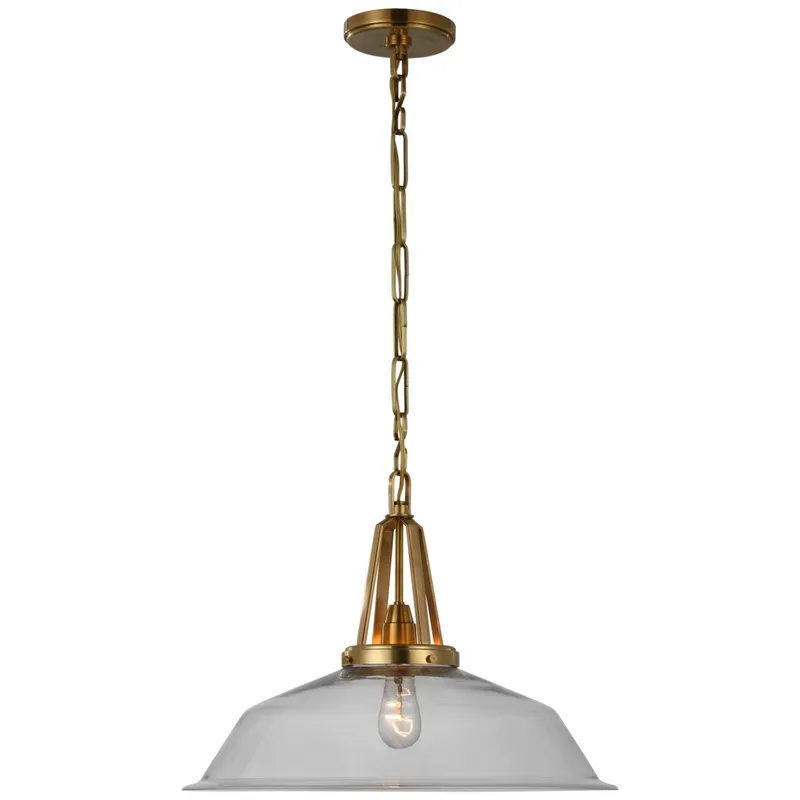 Chapman & Myers Layton 20" Pendant in Antique-Burnished Brass with Clear Glass Ceiling Light W20" x H15"