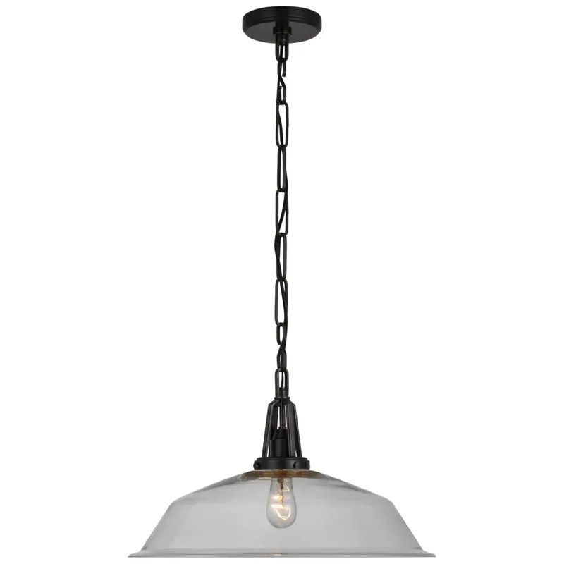 Chapman & Myers Layton 20" Pendant in Bronze with Clear Glass Ceiling Light W20" x H15"