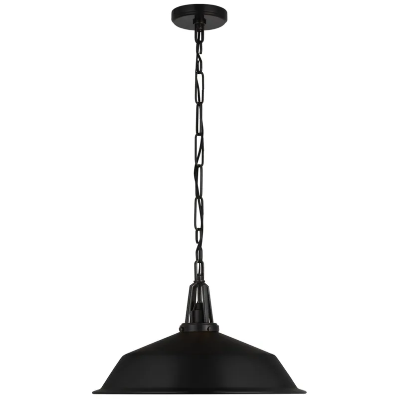 Chapman & Myers Layton 20" Pendant in Bronze with Matte Black Shade Ceiling Light W20" x H15"