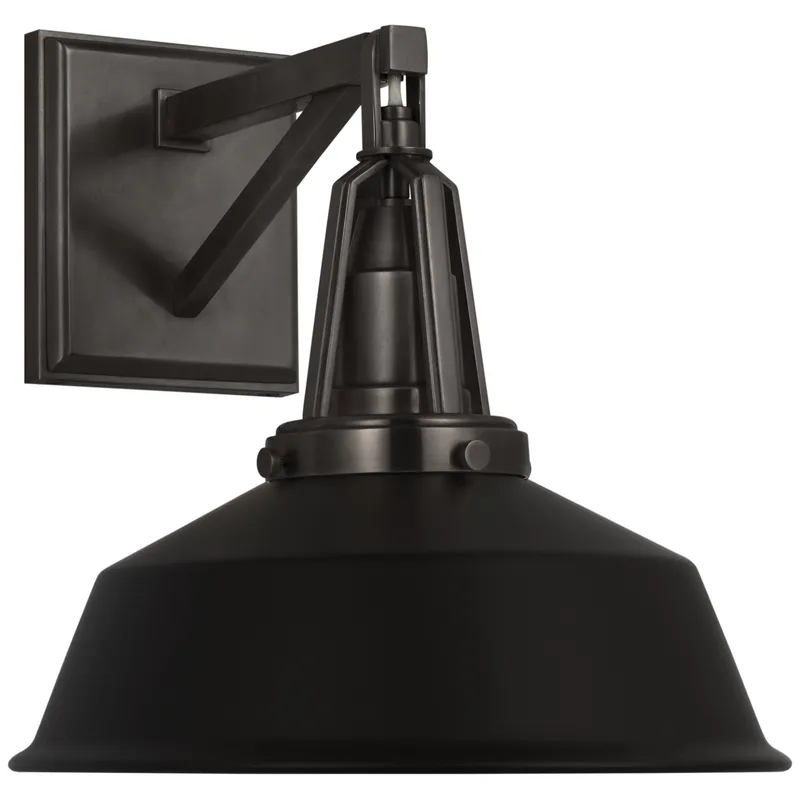 Chapman & Myers Layton 10" Sconce in Bronze with Matte Black Shade Wall Light W10" x H10.25"