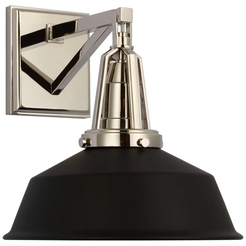 Chapman & Myers Layton 10" Sconce in Polished Nickel with Matte Black Shade Wall Light W10" x H10.25"
