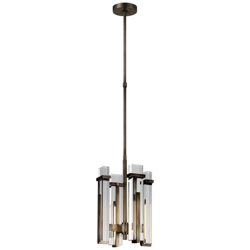 Ian K. Fowler Malik Small Chandelier in Bronze with Crystal Ceiling Light W12"