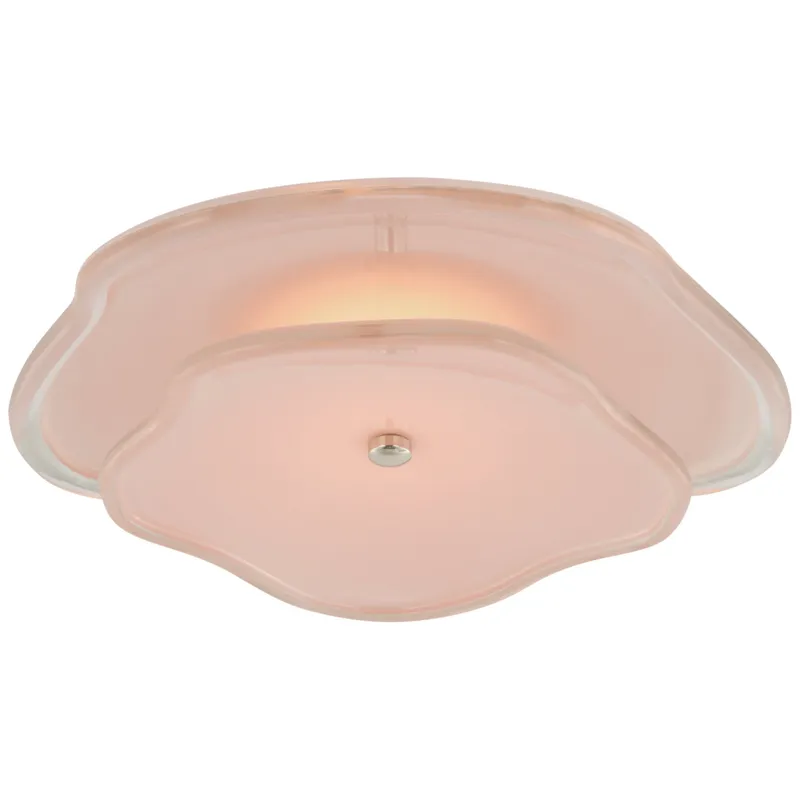 kate spade new york Leighton 14" Layered Flush Mount in Polished Nickel with Blush Tinted Glass Ceiling Light W14" x H4.75"