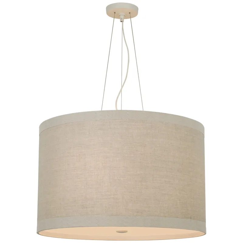 kate spade new york Walker Medium Hanging Shade in Light Cream with Natural Linen Shade Ceiling Light W22"