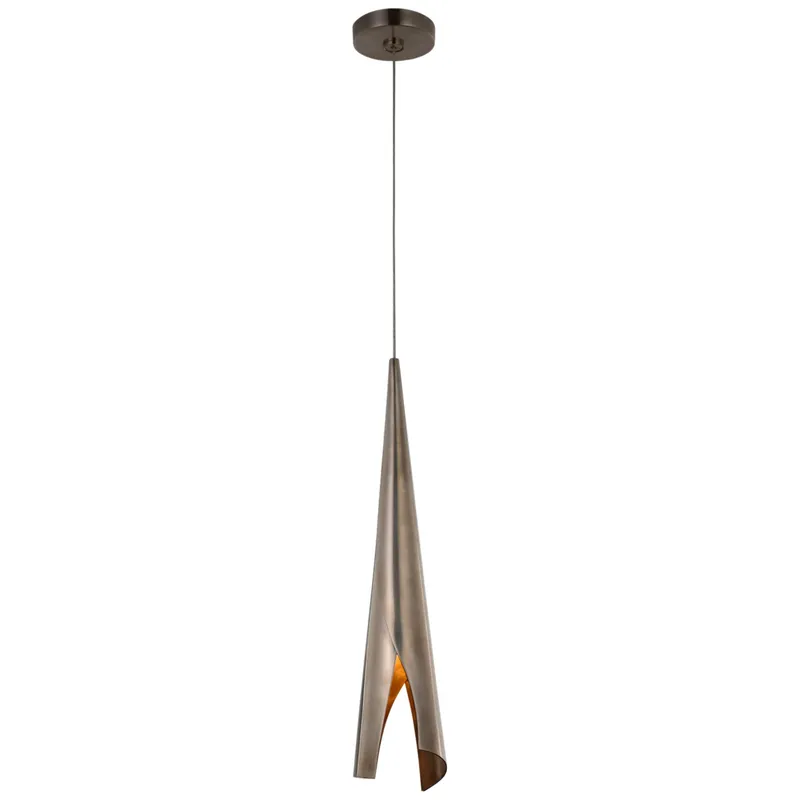 Kelly Wearstler Piel Small Wrapped Pendant in Pewter Ceiling Light W4.5"