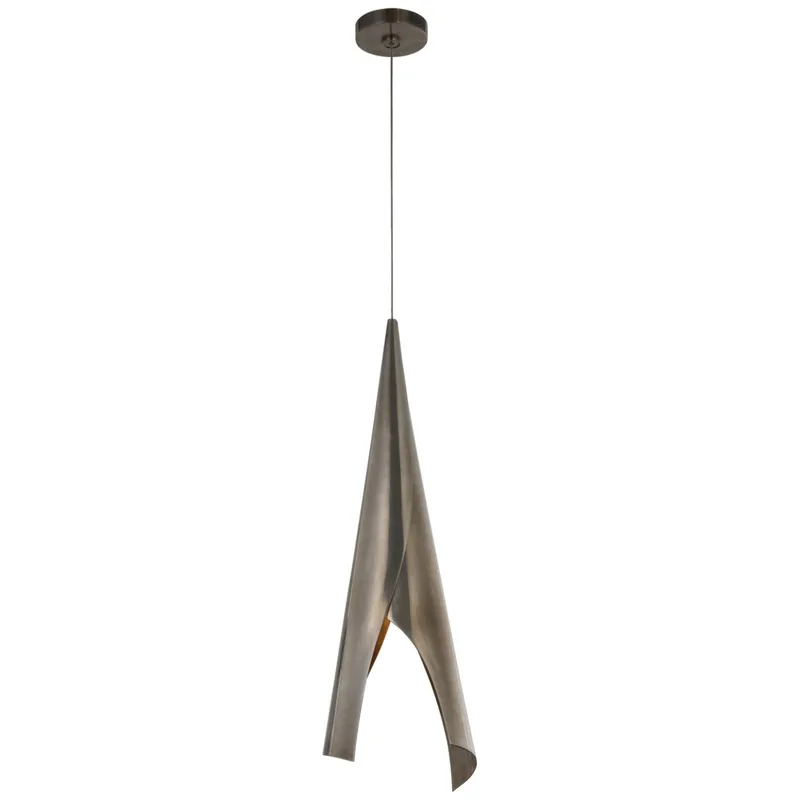 Kelly Wearstler Piel Medium Wrapped Pendant in Pewter Ceiling Light W8"