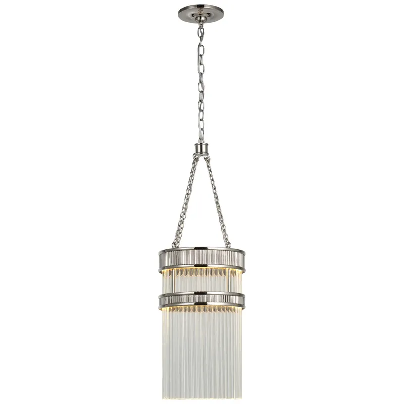 Marie Flanigan Menil Tall Chandelier in Polished Nickel with Crystal Rods Ceiling Light W9.75" x H29.25"