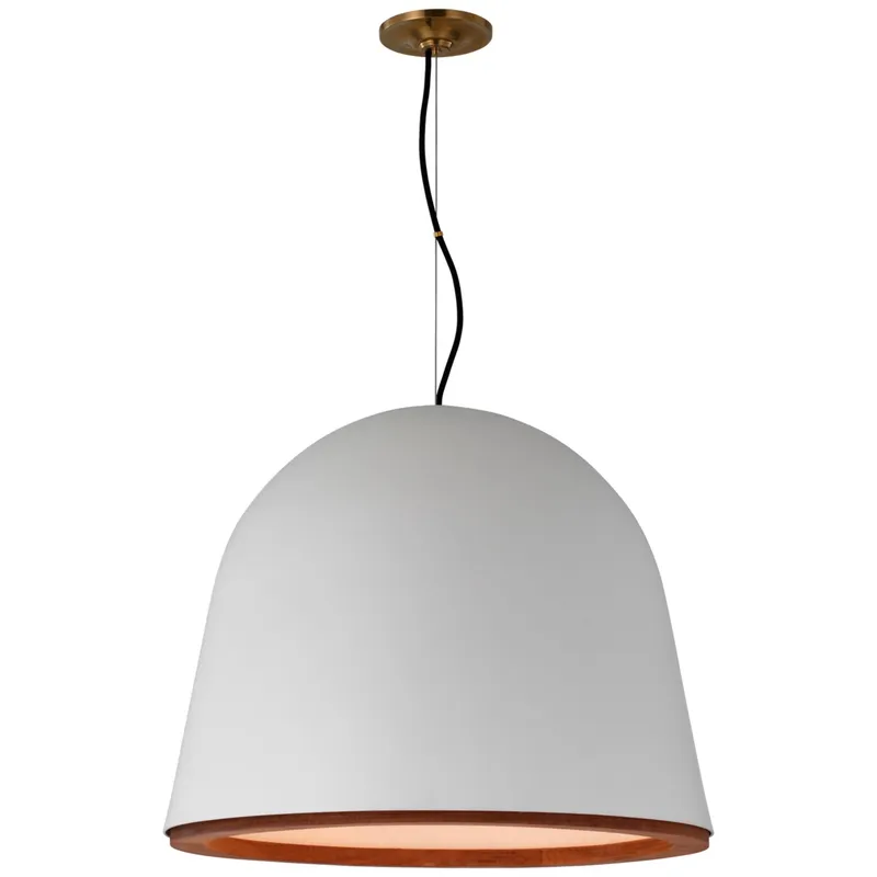 Marie Flanigan Murphy Large Pendant in Plaster White and Dark Teak Ceiling Light W24"
