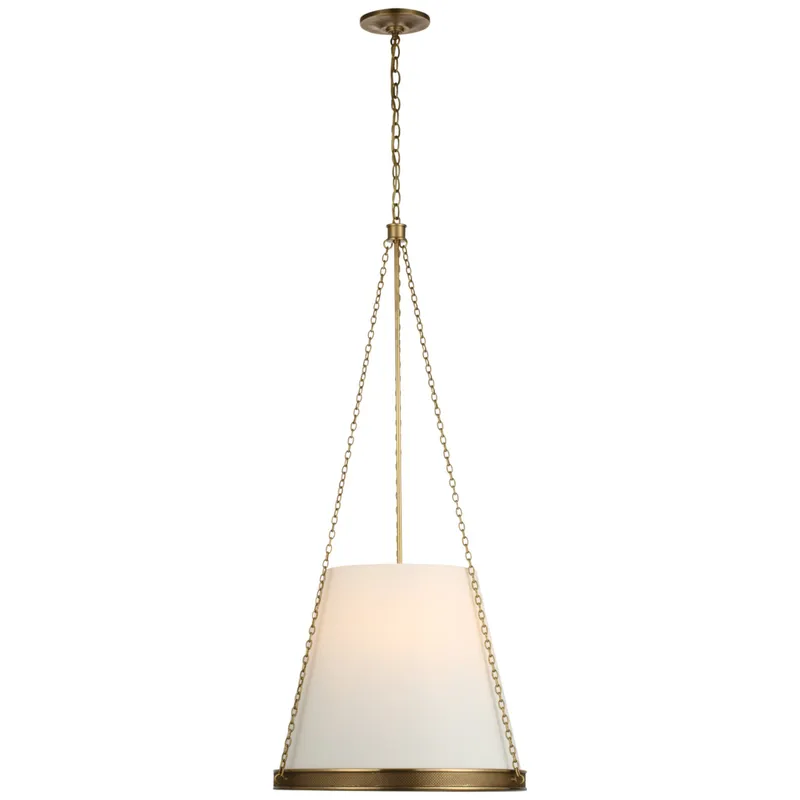 Marie Flanigan Reese 18" Pendant in Soft Brass with Linen Shade Ceiling Light W20" x H40.75"