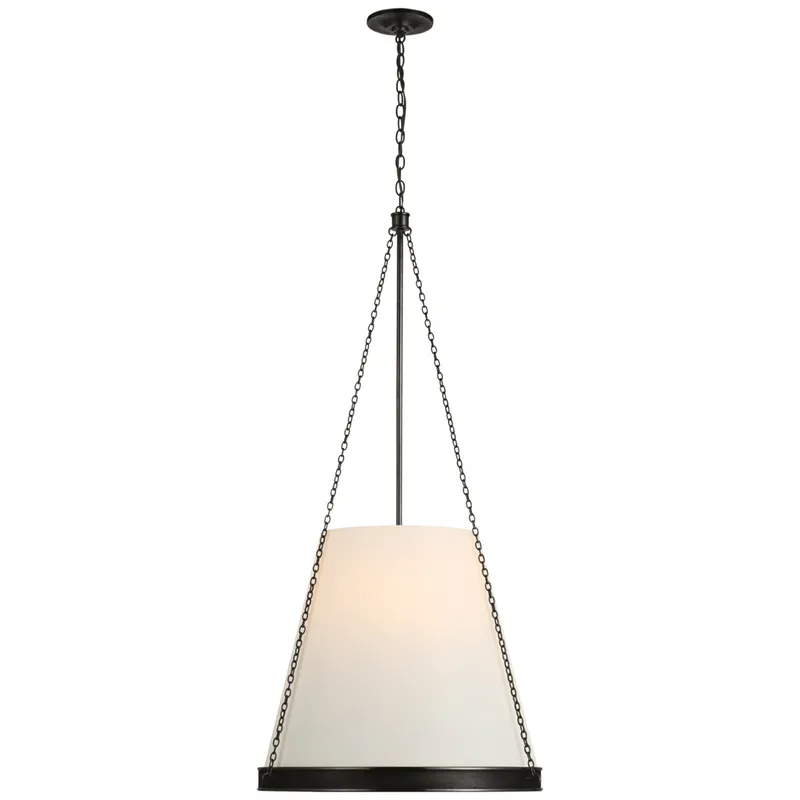 Marie Flanigan Reese 22" Pendant in Bronze with Linen Shade Ceiling Light W23" x H45.5"