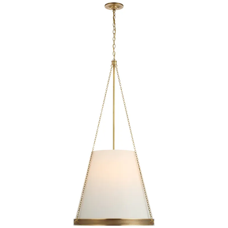 Marie Flanigan Reese 22" Pendant in Soft Brass with Linen Shade Ceiling Light W23" x H45.5"