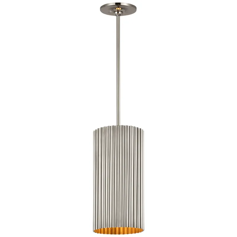 Marie Flanigan Rivers Small Fluted Pendant in Polished Nickel Ceiling Light W7"