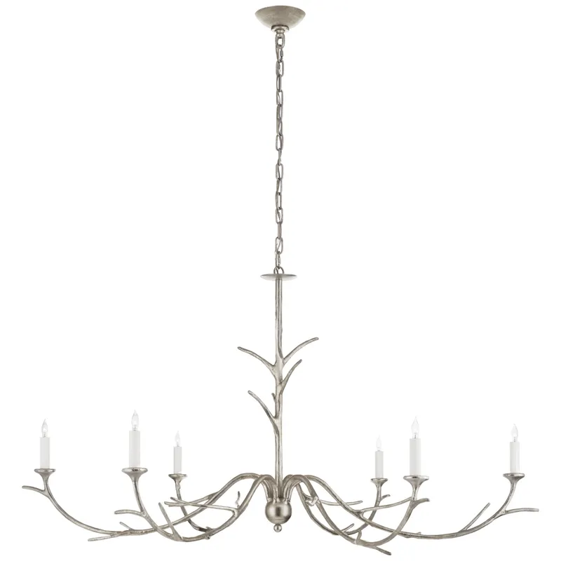 Julie Neill Iberia Large Chandelier in Burnished Silver Leaf Ceiling Light W57" x H30"