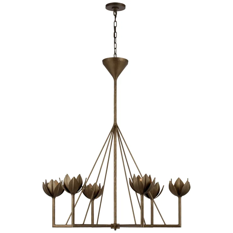 Julie Neill Alberto Large Single Tier Chandelier in Antique Bronze Leaf Ceiling Light W40" x H46.75"
