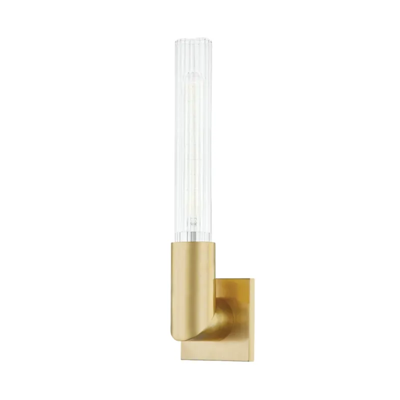 Asher 1-Light Wall Sconce in Aged Brass 4.5W x 17H