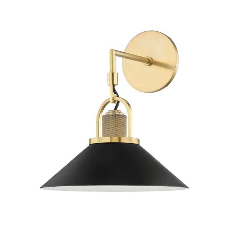 Syosset 1-Light Wall Sconce in Aged Brass 12W x 14H (Black)