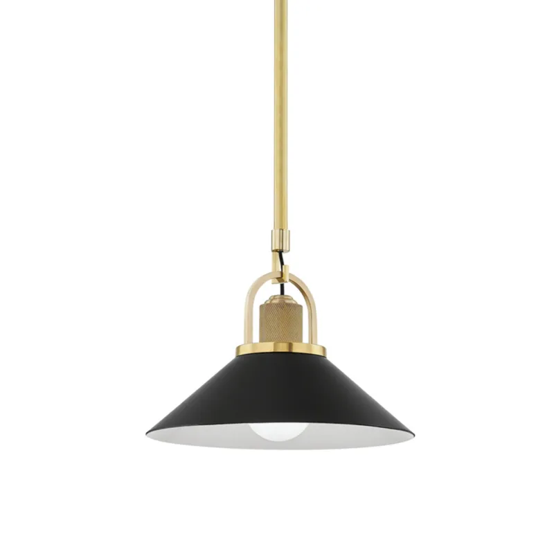 Syosset 1-Light Pendant in Aged Brass 12W x 9.25H (Black)