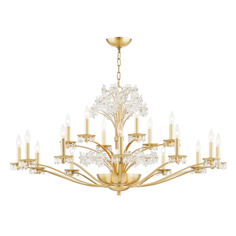 Beaumont 20-Light Chandelier in Aged Brass 48W x 24.75H