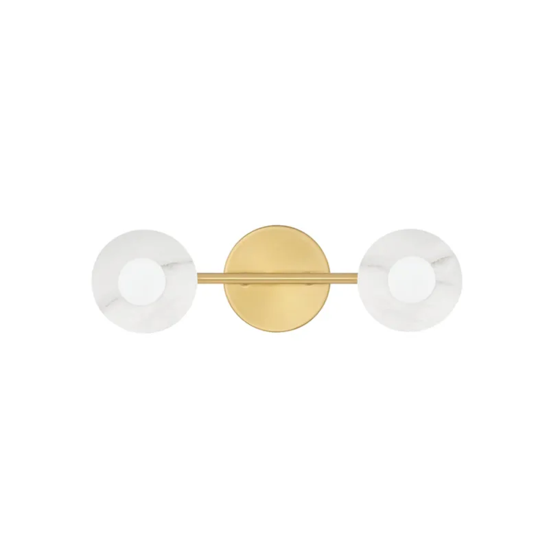 Elmont 2-Light Bath and Vanity in Aged Brass 4.75W x 15.5H