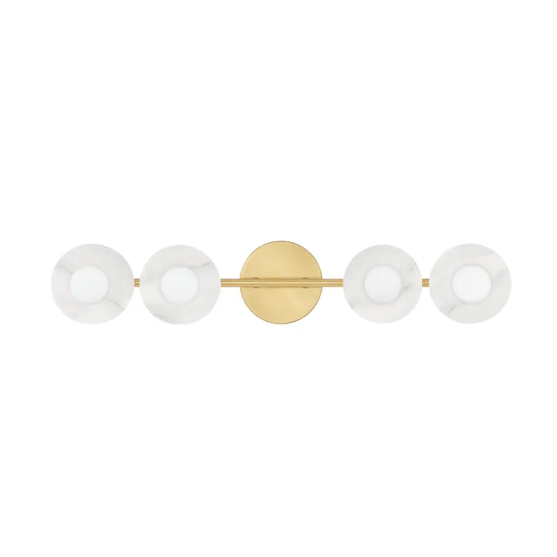 Elmont 4-Light Bath and Vanity in Aged Brass 4.75W x 24.75H