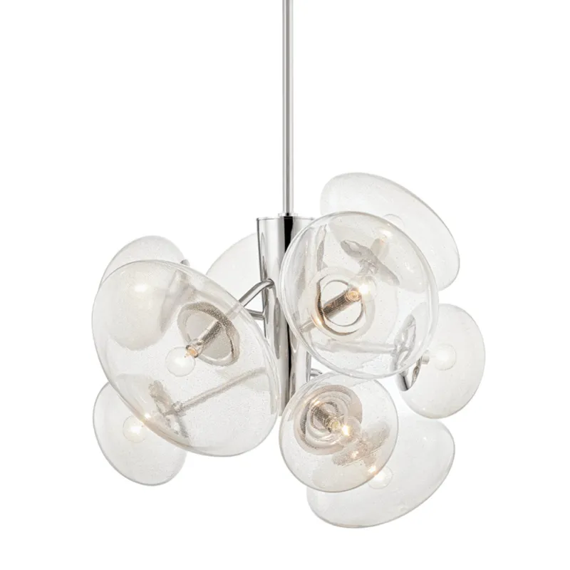 Opera 9-Light Chandelier in Polished Nickel by Kelly Behun 30.75W x 24.5H