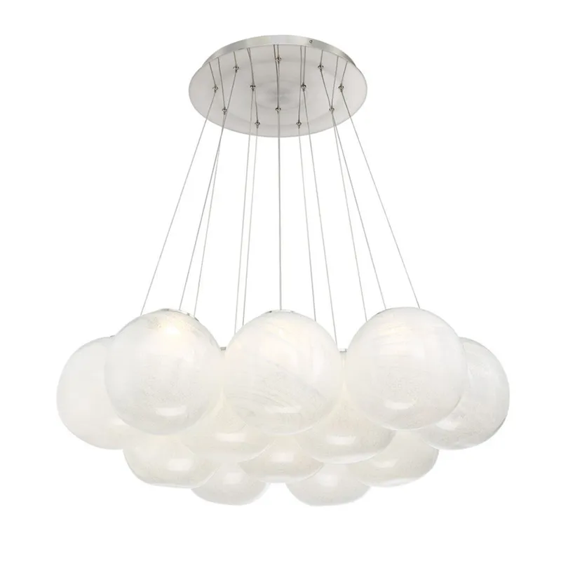 Modern Forms PD-28812-BN 3000K 84 Watt Cosmic Crystal LED Multi-Light Pendant in Brushed Nickel