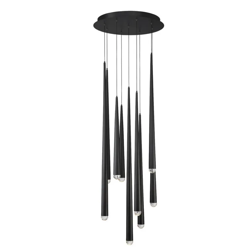 Modern Forms PD-41709R-BK 3500K 63 Watt Cascade Crystal LED Round Chandelier in Black