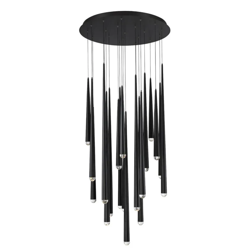 Modern Forms PD-41721R-BK 3500K 147 Watt Cascade Crystal LED Round Chandelier in Black
