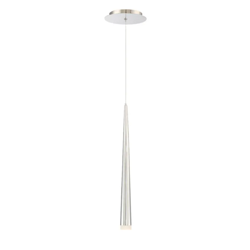 Modern Forms PD-41819-PN 3500K 7 Watt Cascade Etched Glass LED Pendant in Polished Nickel