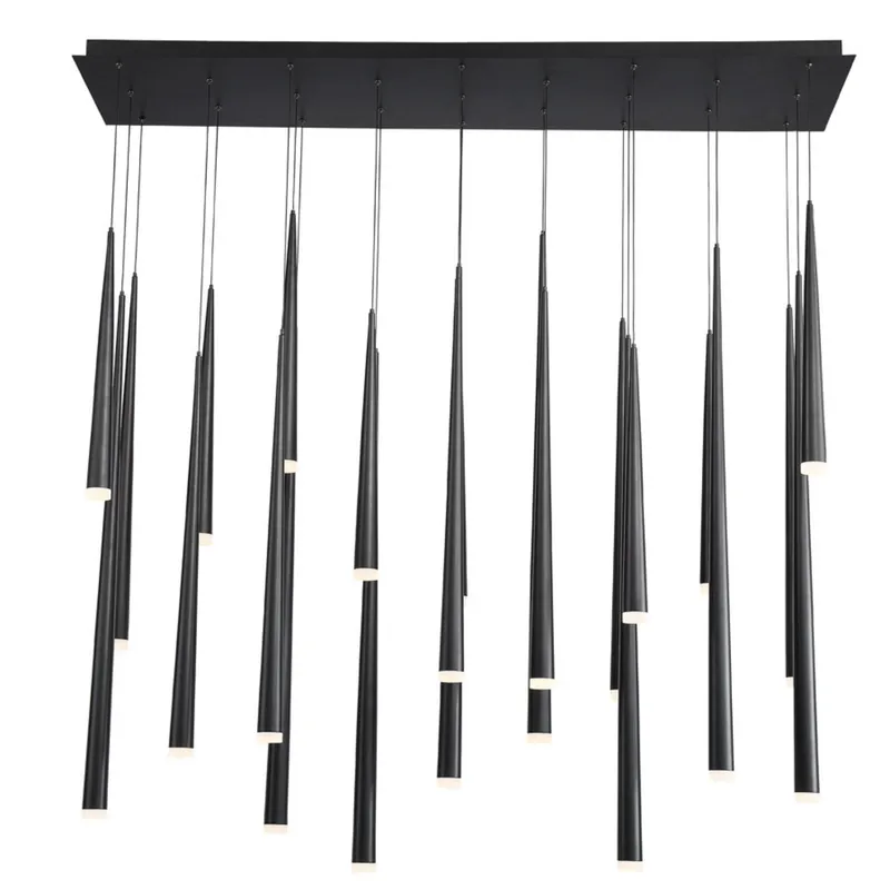 Modern Forms PD-41823L-BK 3500K 161 Watt Cascade Etched Glass LED Linear Chandelier in Black