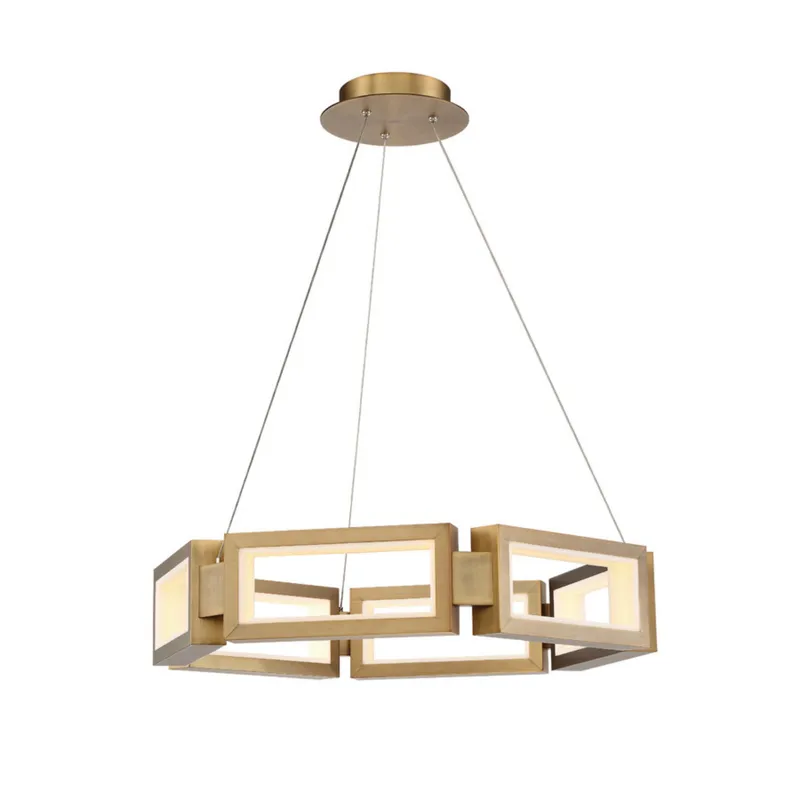 Modern Forms PD-50829-AB 3000K 52 Watt Mies LED Chandelier in Aged Brass