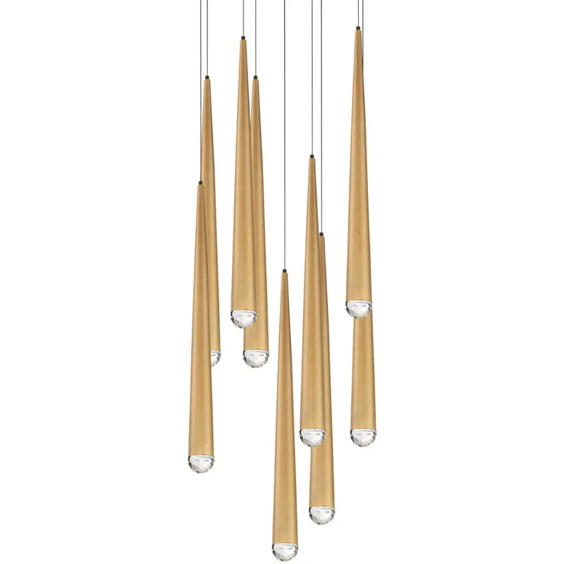 Modern Forms PD-41709R-AB 3500K 63 Watt Cascade Crystal LED Round Chandelier in Aged Brass