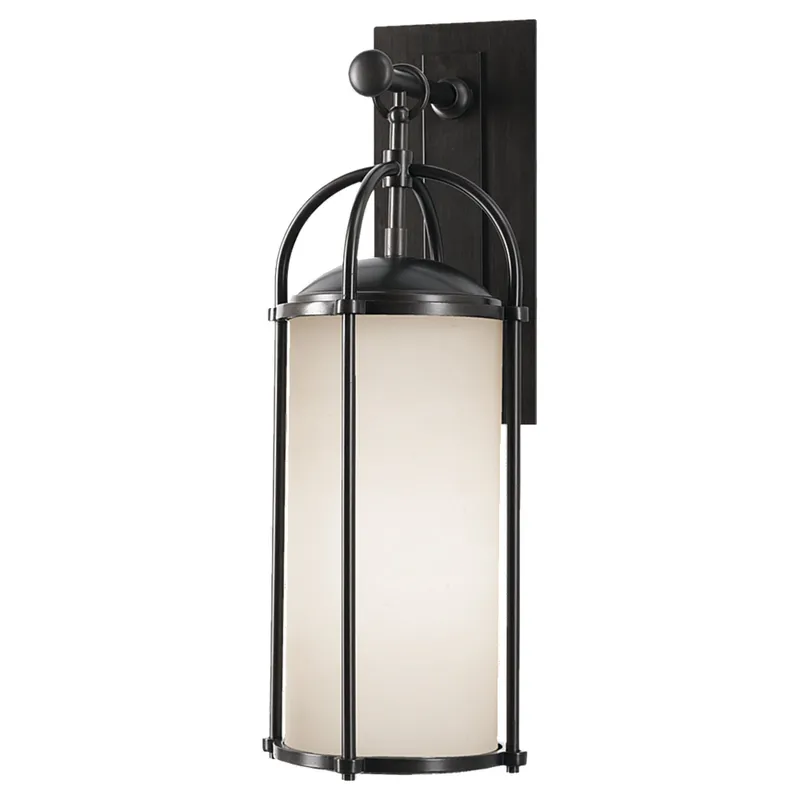 Dakota Medium Lantern Transitional Outdoor Fixture 7.625" Width 20.625" Height Aluminum Round White Opal Etched Shade in Espresso