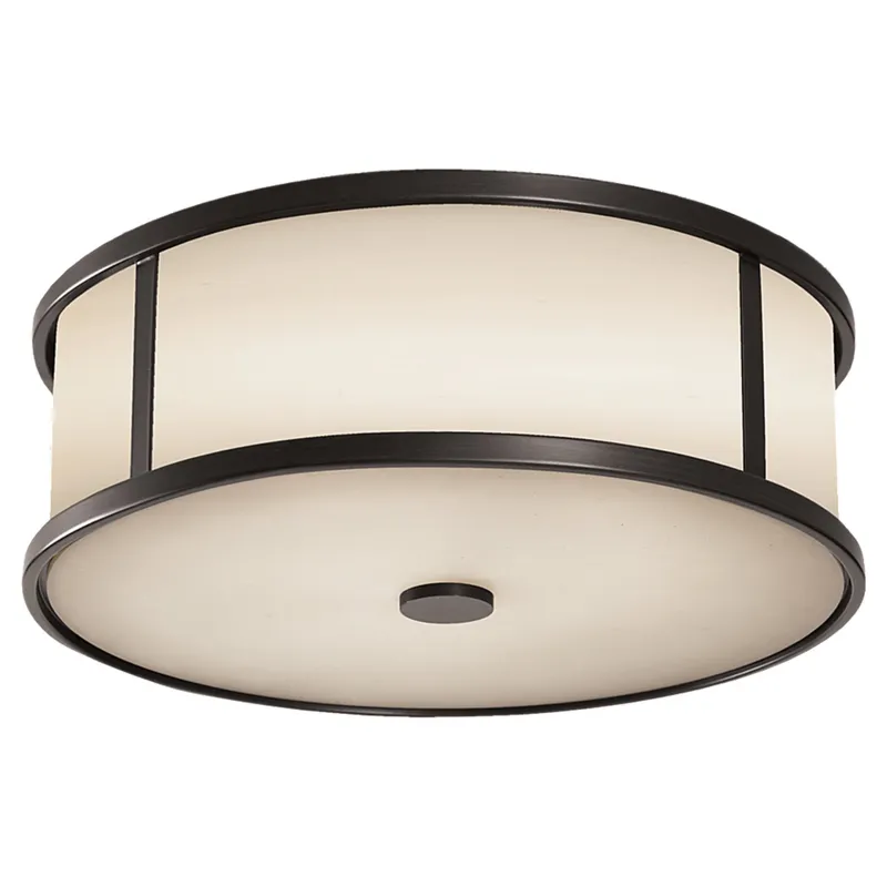 Dakota Flush Mount Transitional Outdoor Fixture 4.875" Height Steel Round White Opal Etched Shade in Espresso