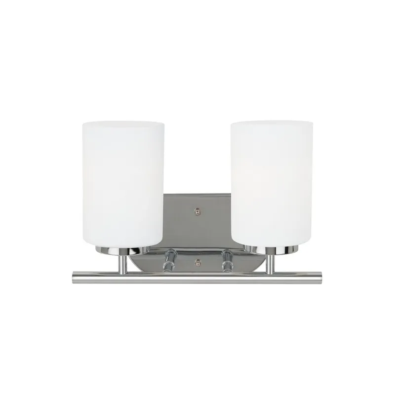 Oslo Two Light Wall / Bath LED Contemporary Fixture 12.5" Width 8.5" Height Steel Round Cased Opal Etched Shade in Chrome