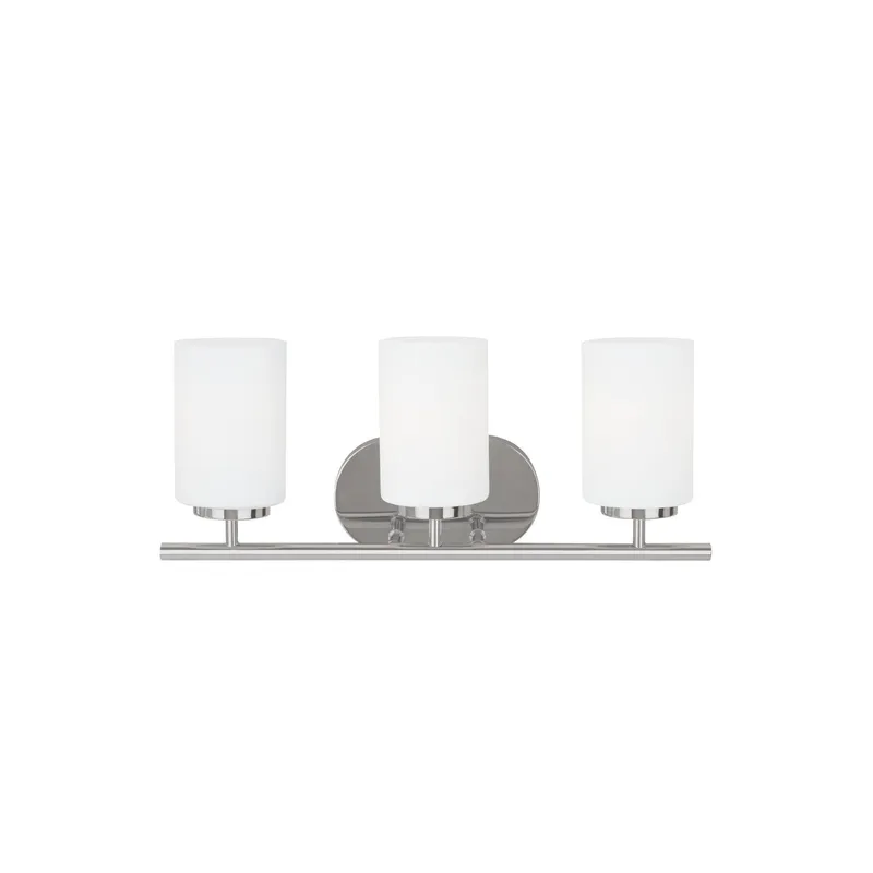Oslo Three Light Wall / Bath LED Contemporary Fixture 20" Width 8.5" Height Steel Cased Opal Etched Shade in Chrome