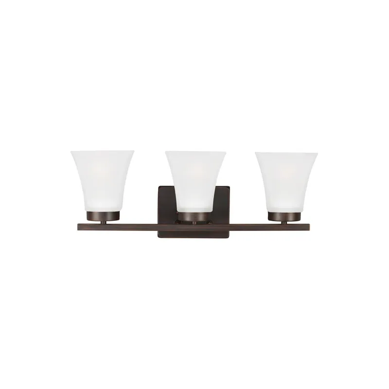 Bayfield Three Light Wall / Bath LED Contemporary Fixture 20" Width 7.75" Height Steel Square Satin Etched Shade in Bronze