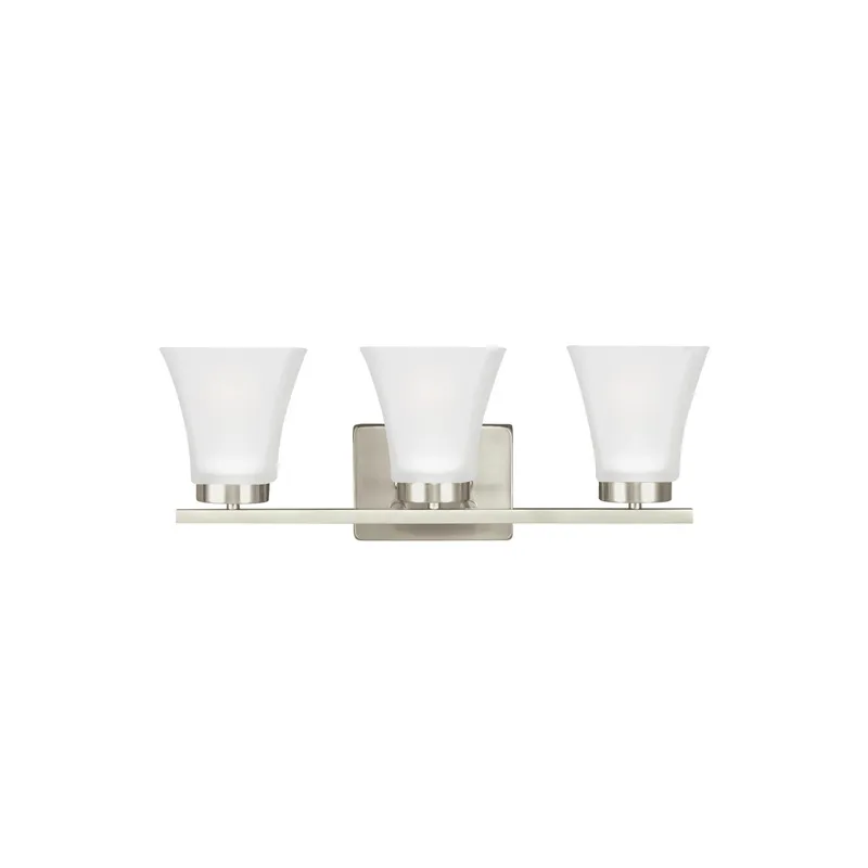 Bayfield Three Light Wall / Bath LED Contemporary Fixture 20" Width 7.75" Height Steel Square Satin Etched Shade in Brushed Nickel