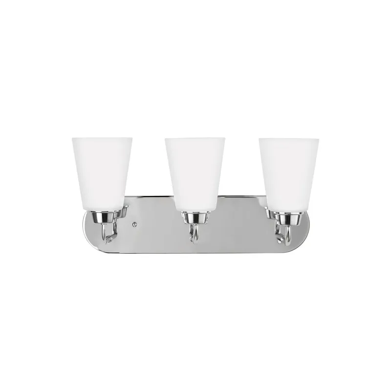 Kerrville Three Light Wall / Bath LED Transitional Fixture 18" Width 9" Height Steel Round Satin Etched Shade in Chrome
