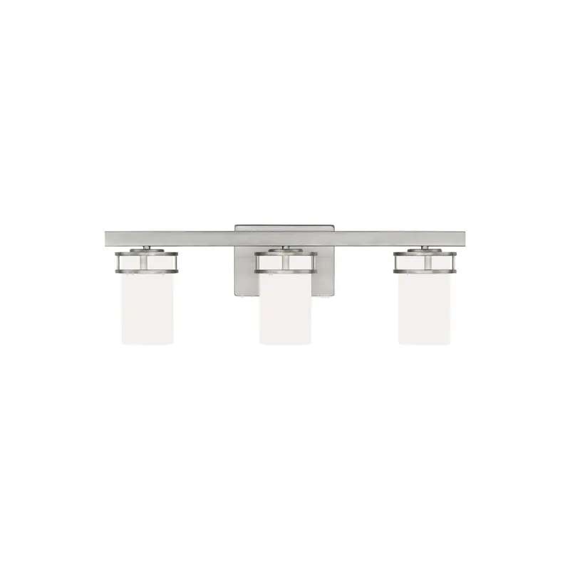 Robie Three Light Wall / Bath Transitional Fixture 24" Width 8.125" Height Steel Round Etched White Inside Shade in Brushed Nickel